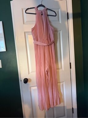 Pleated Halter Pink Jumpsuit